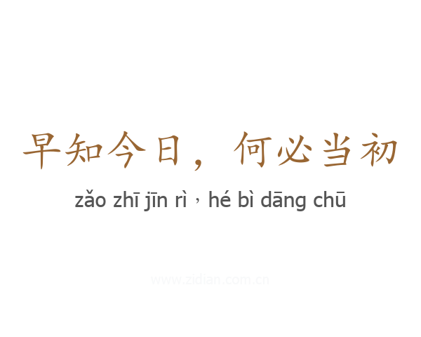 早知今日,何必当初
