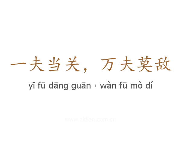 一夫当关,万夫莫敌