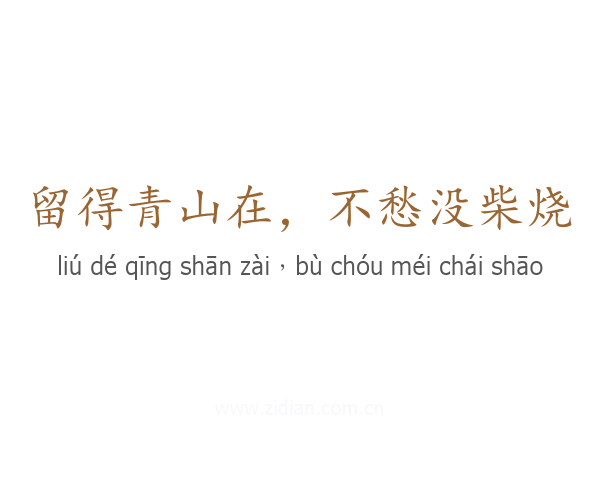 留得青山在，不愁没柴烧