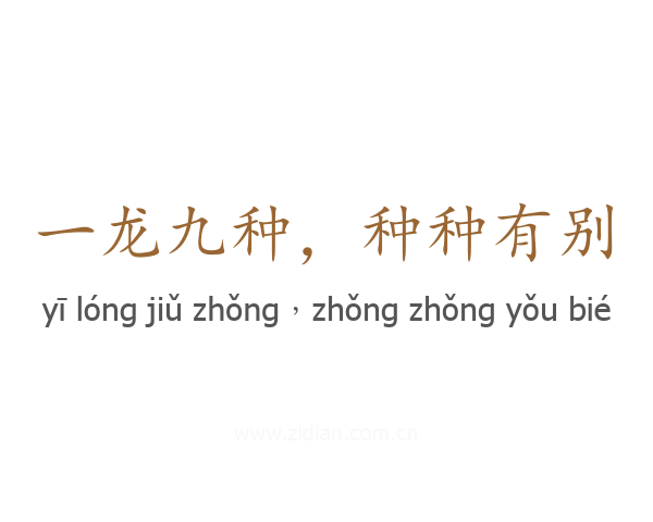 一龙九种，种种有别