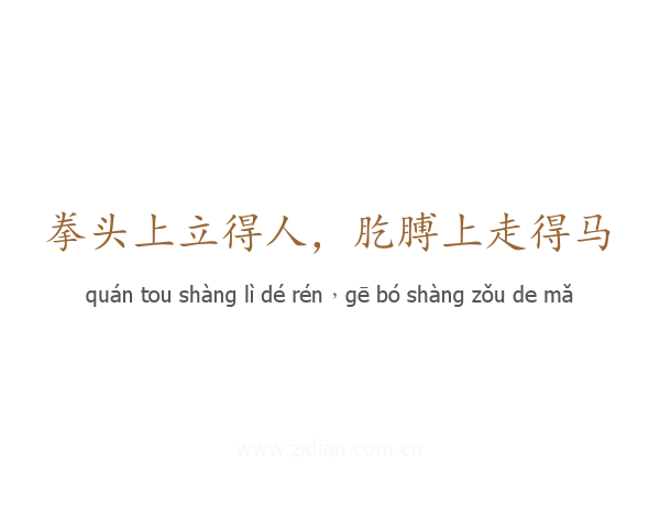 拳头上立得人，肐膊上走得马